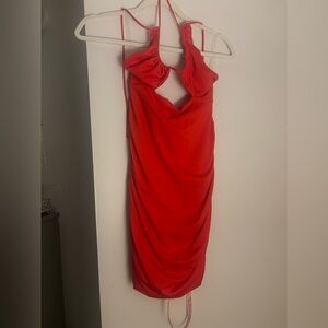 Oh Polly Vibrant Red halter mini Dress